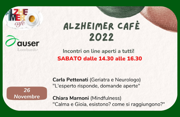 Alzheimer Cafè - Incontro online - 26 novembre 